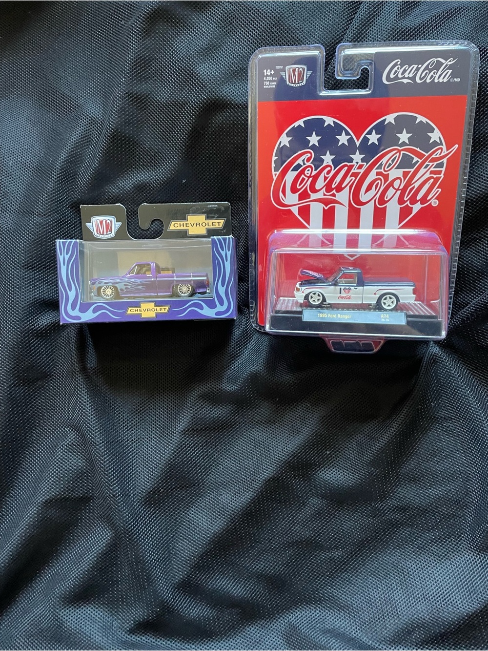 Coca Cola White & Red 1995 Ford Ranger Truck with Purple Chevy super 10